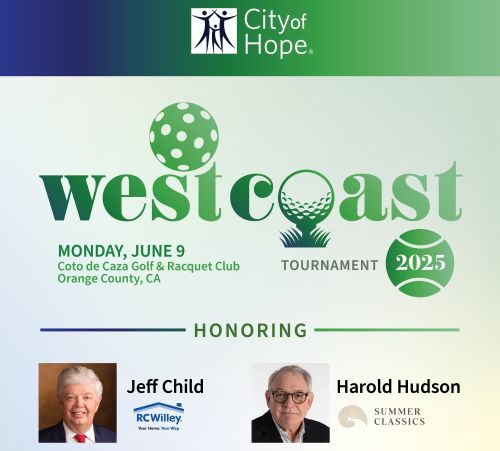 Sponsorships still available to support City of Hope West Coast golf and tennis event in June